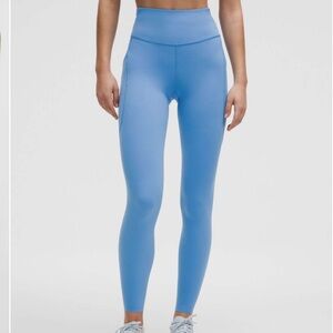 Lululemon Blue High-Rise Fast and Free Tights in Pool Side 28” Size 8 Like New